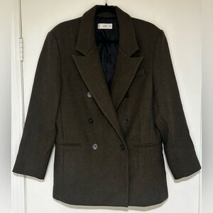 Men’s Mango Wool Blend Brown Coat Size Large